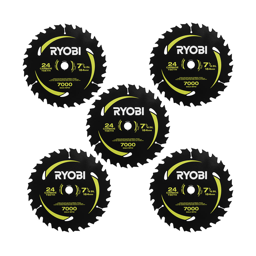 7-1/4  x 24T Carbide Teeth Thin Kerf Circular Saw Blade Set (5 Piece)