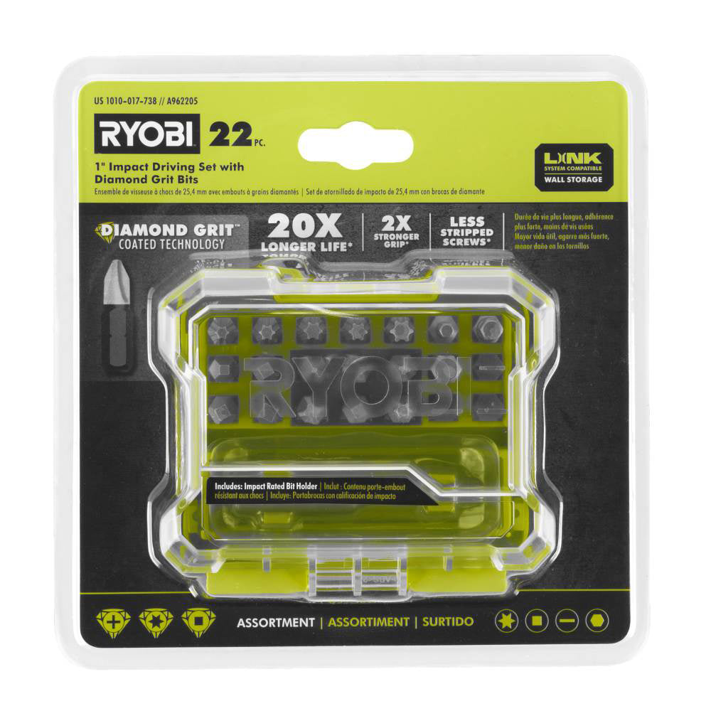 22 PC. 1  Impact Driving Set with DIAMOND GRIT Bits